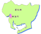 愛知県内の東海市の位置を示す地図