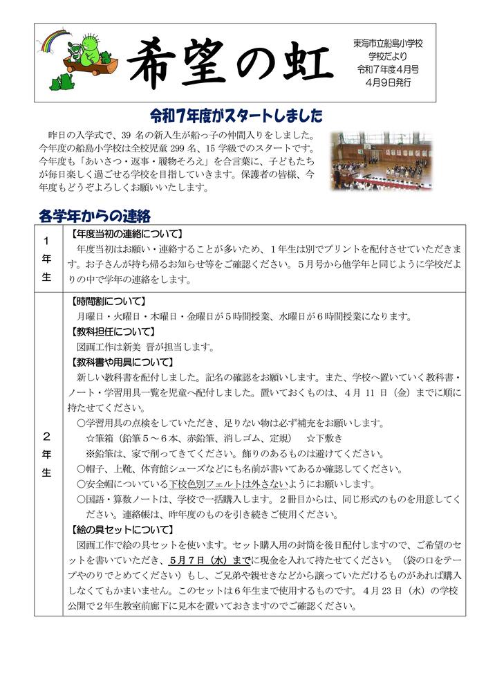 学校だより4月号