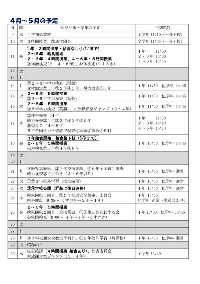 学校だより4月号