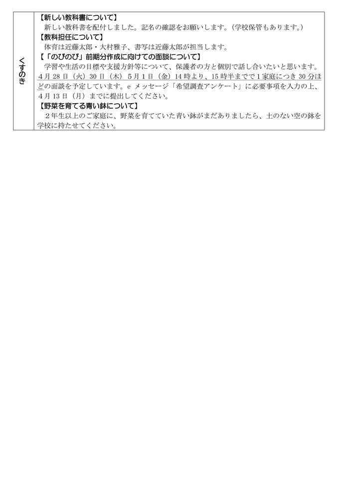学校だより4月号