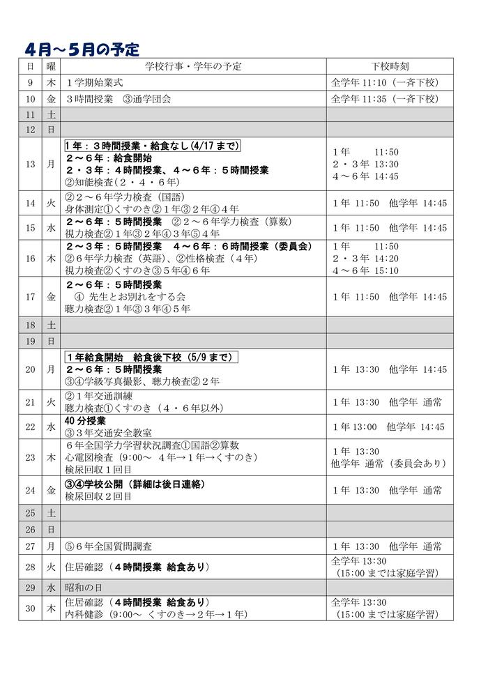 学校だより4月号