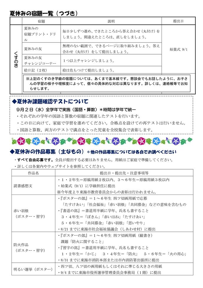 学校だより夏休み号